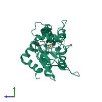 PDB entry 2v3u coloured by chain, side view.