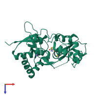 PDB entry 2v3u coloured by chain, top view.