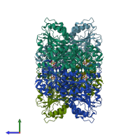 PDB entry 2v3w coloured by chain, side view.