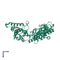 PDB entry 2v3y coloured by chain, top view.
