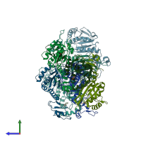 PDB entry 2v41 coloured by chain, side view.