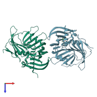 PDB entry 2v42 coloured by chain, top view.