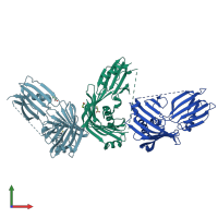 PDB entry 2v43 coloured by chain, front view.