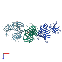 PDB entry 2v43 coloured by chain, top view.