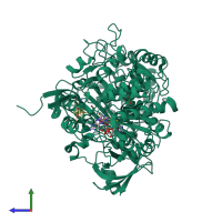 PDB entry 2v45 coloured by chain, side view.