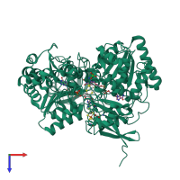 PDB entry 2v45 coloured by chain, top view.