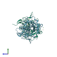 PDB entry 2v4b coloured by chain, side view.