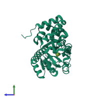 PDB entry 2v4c coloured by chain, side view.