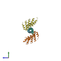PDB entry 2v4h coloured by chain, side view.