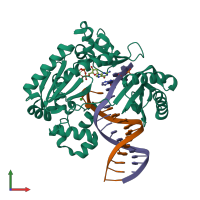 PDB entry 2v4q coloured by chain, front view.