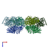 PDB entry 2v50 coloured by chain, top view.