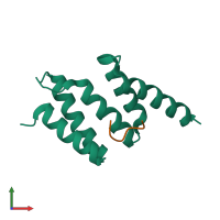 PDB entry 2v5f coloured by chain, front view.
