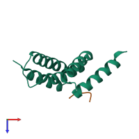 PDB entry 2v5f coloured by chain, top view.