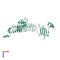 PDB entry 2v5i coloured by chain, top view.