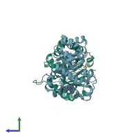 PDB entry 2v5l coloured by chain, side view.