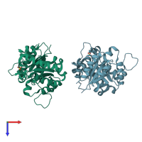 PDB entry 2v5l coloured by chain, top view.