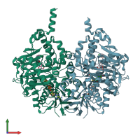 PDB entry 2v60 coloured by chain, front view.