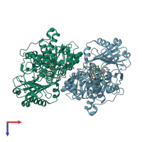 PDB entry 2v60 coloured by chain, top view.