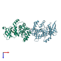 PDB entry 2v62 coloured by chain, top view.