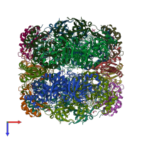 PDB entry 2v63 coloured by chain, top view.