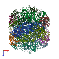 PDB entry 2v69 coloured by chain, top view.