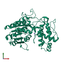 PDB entry 2v6f coloured by chain, front view.