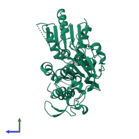 PDB entry 2v6i coloured by chain, side view.