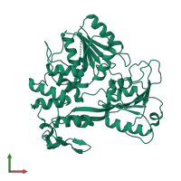 PDB entry 2v6j coloured by chain, front view.