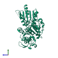 PDB entry 2v6j coloured by chain, side view.