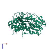 PDB entry 2v6j coloured by chain, top view.