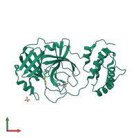 PDB entry 2v6n coloured by chain, front view.