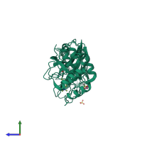 PDB entry 2v6n coloured by chain, side view.