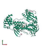 PDB entry 2v6o coloured by chain, front view.