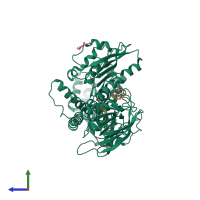 PDB entry 2v6o coloured by chain, side view.