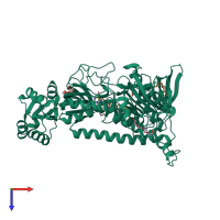 PDB entry 2v6o coloured by chain, top view.