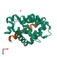 PDB entry 2v6q coloured by chain, top view.