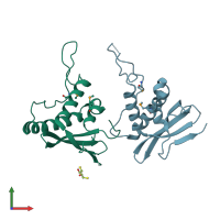 PDB entry 2v6v coloured by chain, front view.