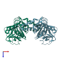 PDB entry 2v7e coloured by chain, top view.