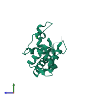 PDB entry 2v7f coloured by chain, side view.