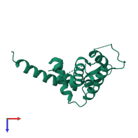 PDB entry 2v7f coloured by chain, top view.