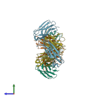 PDB entry 2v7h coloured by chain, side view.