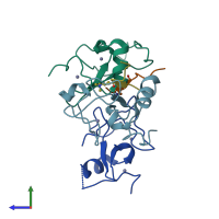 PDB entry 2v83 coloured by chain, side view.