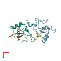 PDB entry 2v85 coloured by chain, top view.