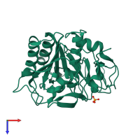PDB entry 2v8b coloured by chain, top view.