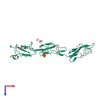 PDB entry 2v8e coloured by chain, top view.