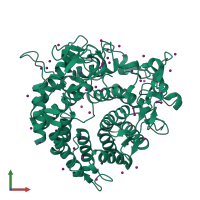 PDB entry 2v8i coloured by chain, front view.