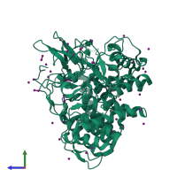 PDB entry 2v8i coloured by chain, side view.