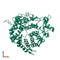 PDB entry 2v8j coloured by chain, front view.