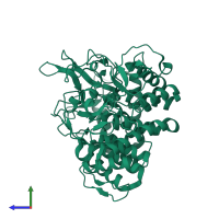 PDB entry 2v8j coloured by chain, side view.