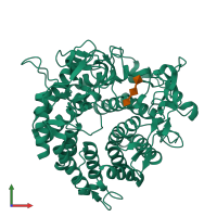 PDB entry 2v8k coloured by chain, front view.